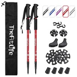 Life Fit Nordic Walking mountaineering Anti Shock Hiking Trekking Walking Trail Poles 2-pack Folding Collapsible Alpenstocks ultralight for travel mountaineering Red