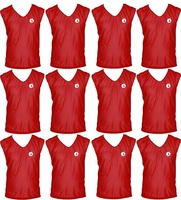 SAS SPORTS Training Bibs Scrimmage Vests Pennies for Soccer Set of 12 (Maroon, L)
