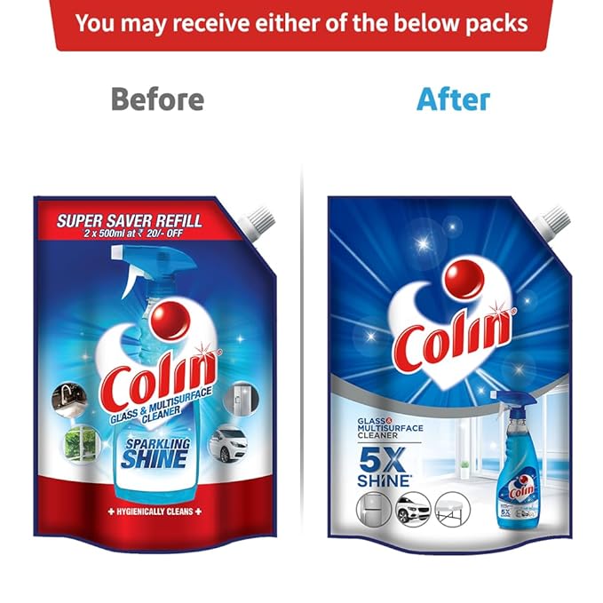 Colin 1 Litre Refill , Glass and Surface Cleaner Liquid | India's #1 All-Purpose Glass Cleaner | Glass Cleaner for Car, Kitchen and Home Surfaces | Multi Surface Cleaner