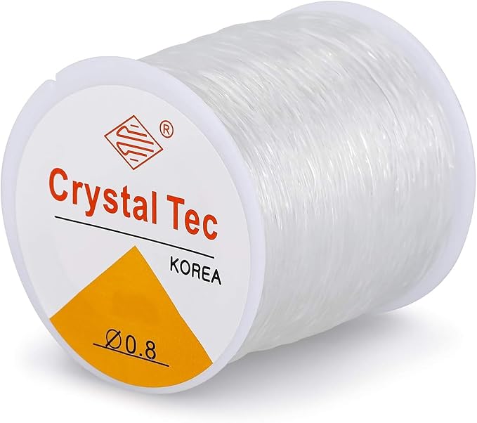 0.8 mm 40 Meter Clear Stretchy Elastic Cord for Jewelry Making – Strong & Durable Transparent Beading Thread for Bracelets, Necklaces, and DIY Crafts (40m Spool)