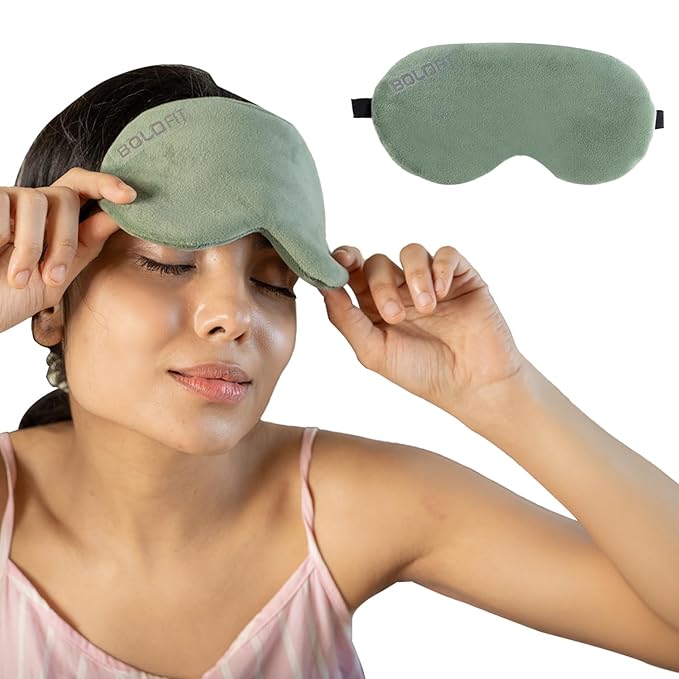 Boldfit Eye Mask for Sleeping – Soft, Adjustable Strap, Travel Friendly, Smooth Blindfold for Comfortable & Restful Sleep-Aqua Green