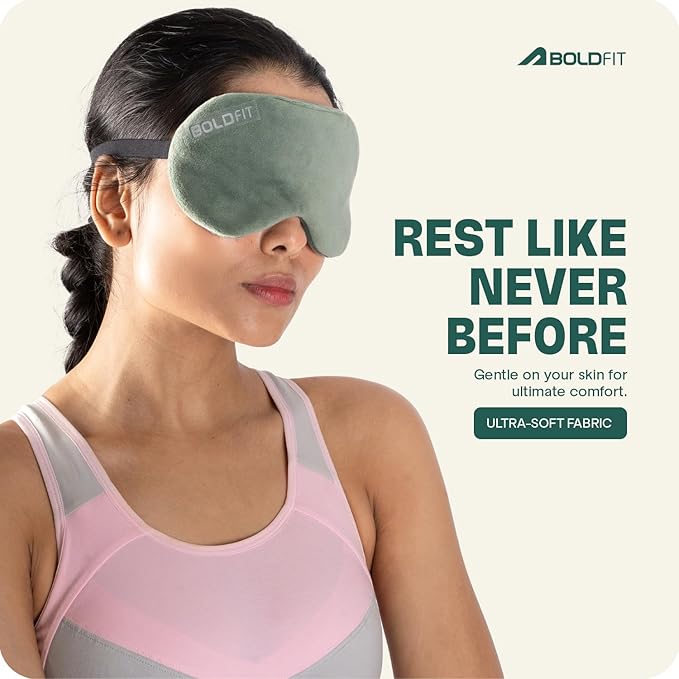 Boldfit Eye Mask for Sleeping – Soft, Adjustable Strap, Travel Friendly, Smooth Blindfold for Comfortable & Restful Sleep-Aqua Green