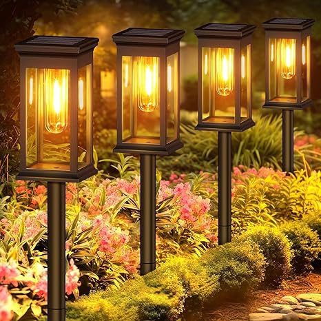 Solar Pathway Lights – Waterproof Outdoor Garden Lights for Yard, Lawn, Patio – Auto On/Off LED Landscape Lighting, Decorative Solar Walkway Lights (8 Pack)