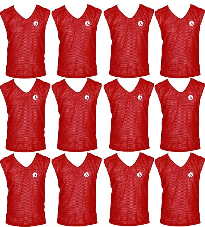 SAS SPORTS Training Bibs Scrimmage Vests Pennies for Soccer Set of 12 (Maroon, L)